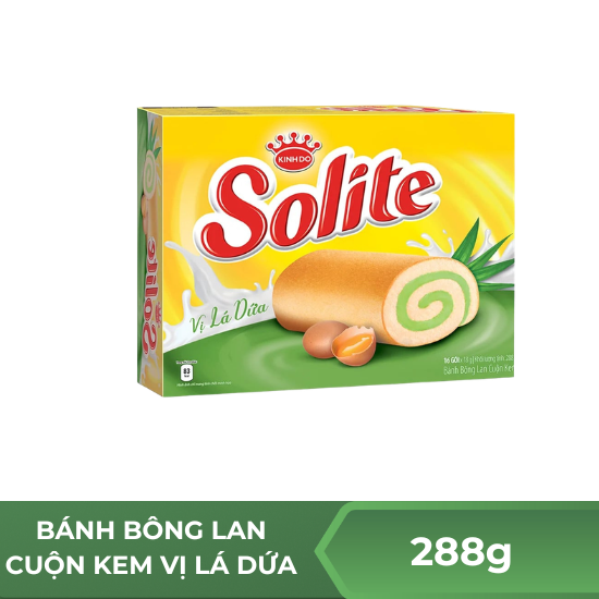 Bánh bông lan cuộn kem vị lá dứa Solite - 288g