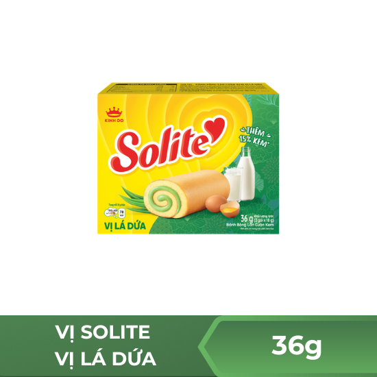 Bánh bông lan cuộn kem vị lá dứa Solite - 36g