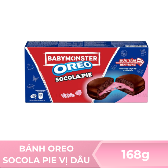Bánh Oreo socola Pie vị dâu - 168g