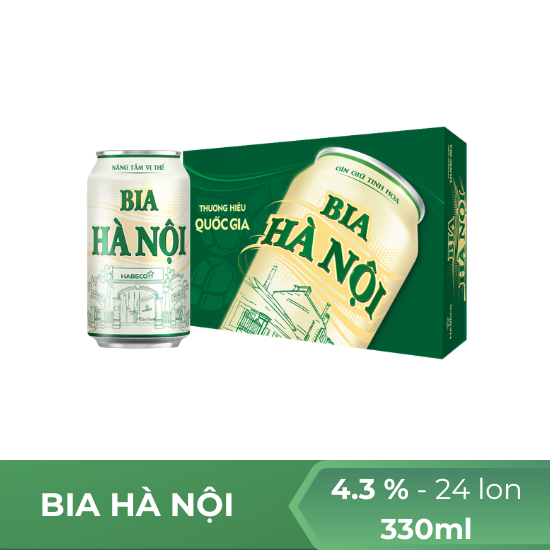 Bia Hà Nội xanh lon 330ml - thùng 24 lon