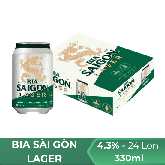 Bia Sài Gòn Lager 330ml - thùng 24 lon
