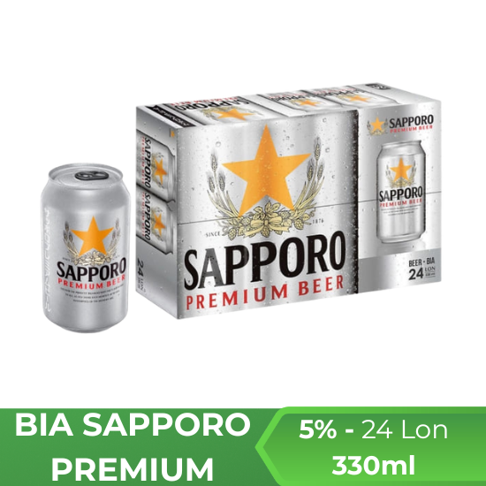 Bia Sapporo Premium 330ml - thùng 24 lon