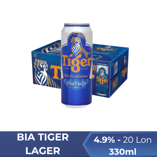 Bia tiger lager 330ml - thùng 20 lon