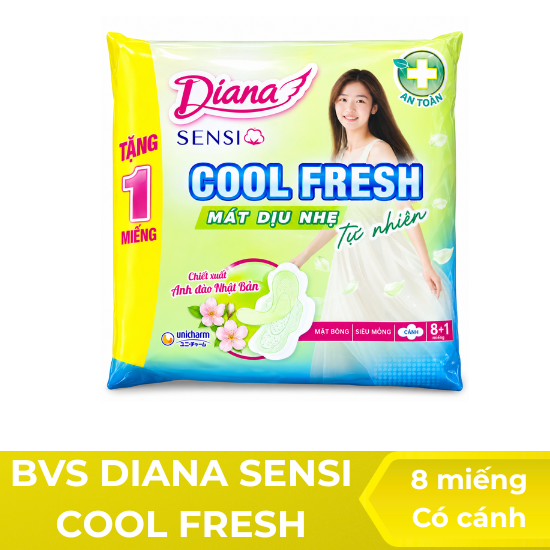 BVS Diana sensi cool fresh siêu mỏng có cánh - 8 miếng