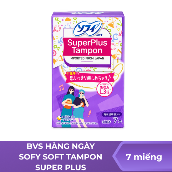 BVS hàng ngày Sofy Soft Tampon Super Plus - Hộp 7 miếng