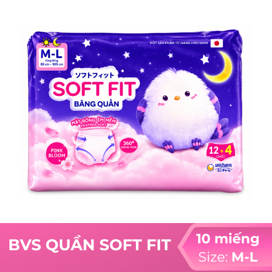 BVS quần Soft Fit hồng size M-L - 12+4 chiếc