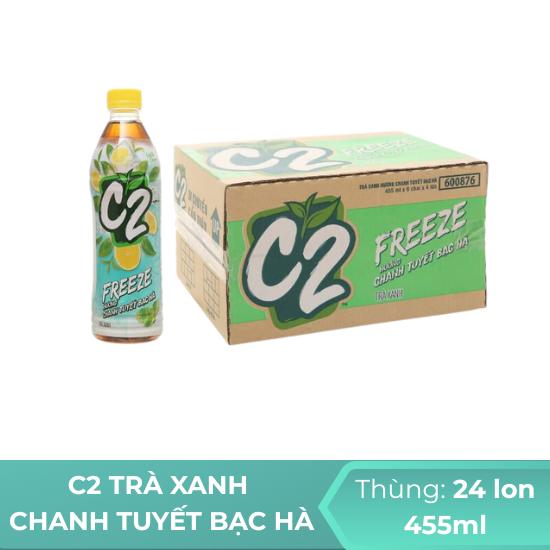 C2 trà xanh chanh tuyết bạc hà 455ml - thùng 24