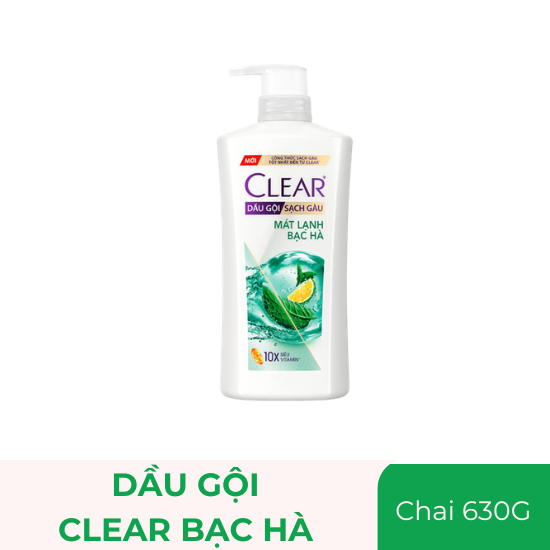 Dầu gội Clear bạc hà mát lạnh - chai 630g