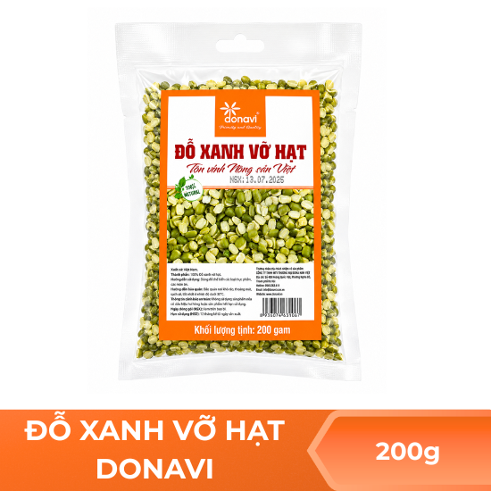 Đỗ xanh vỡ hạt Donavi - 200g
