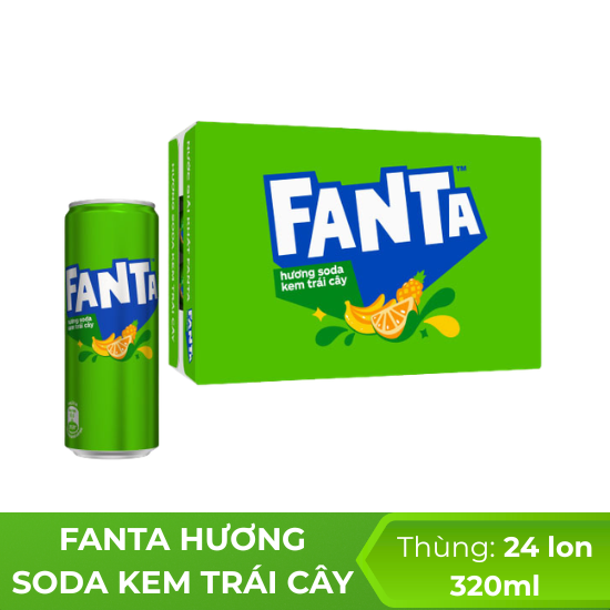 Fanta hương soda kem trái cây 320ml - thùng 24 chai