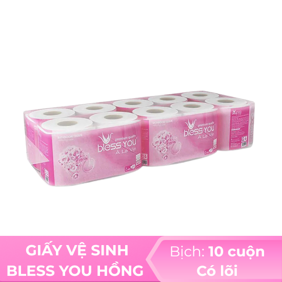 Giấy vệ sinh bless you hồng -  Bịch 10 cuộn