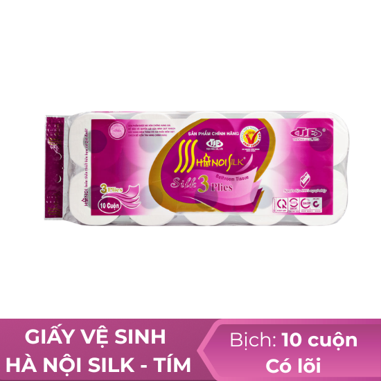 Giấy vệ sinh Hà Nội Silk tím - bịch 10 cuộn 