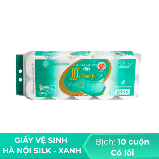 Giấy vệ sinh Hà Nội Silk xanh- bịch 10 cuộn 
