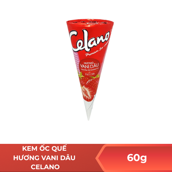 Kem ốc quế hương vani dâu celano - 60g