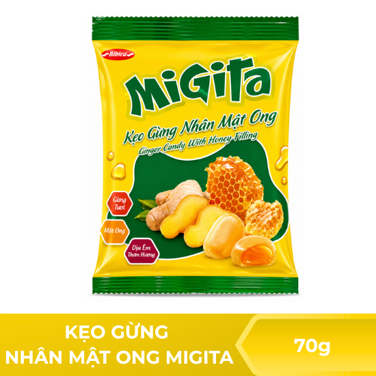 Kẹo gừng nhân mật ong Migita - 70g