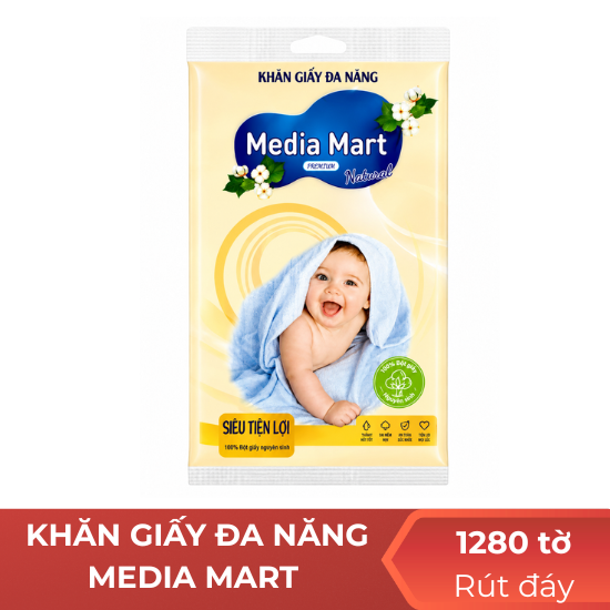 Khăn giấy đa năng Media Mart rút đáy - 1280 tờ