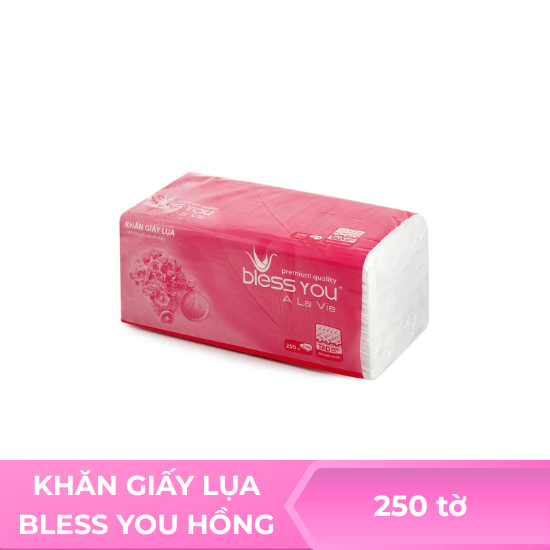 Khăn giấy lụa Bless you hồng - 250 tờ