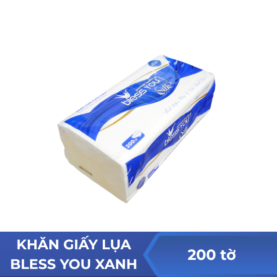 Khăn giấy lụa Bless you xanh - 200 tờ