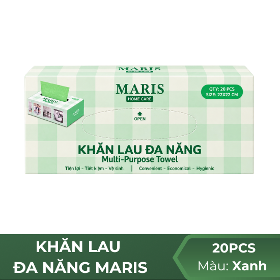 Khăn lau đa năng Maris (xanh) - 20pcs