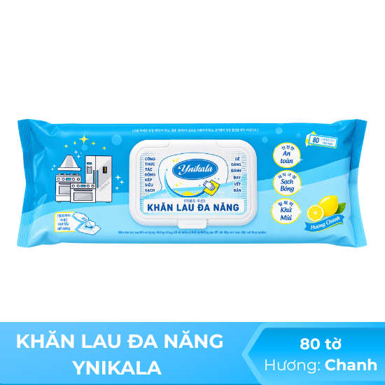 Khăn lau đa năng Ynikala hương Chanh - 80 tờ