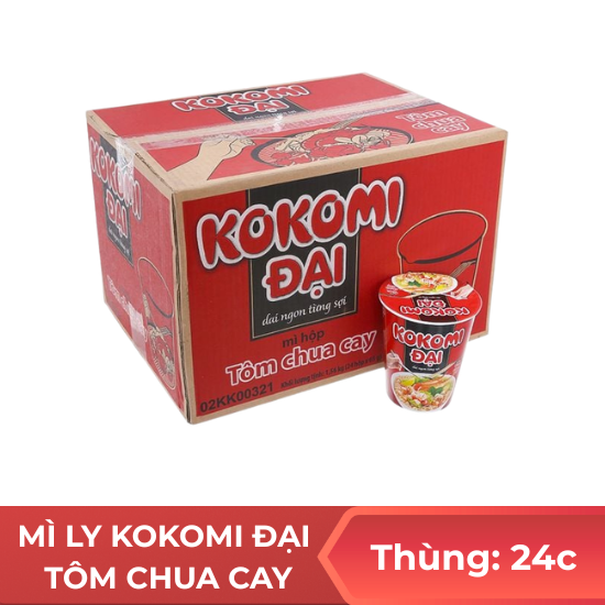 Mì ly Kokomi đại tôm chua cay 65g-  thùng 24 ly