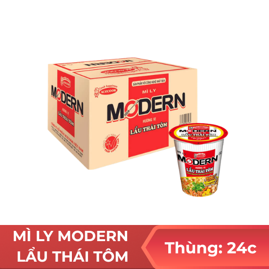Mì ly Modern lẩu thái tôm -  thùng 24 ly