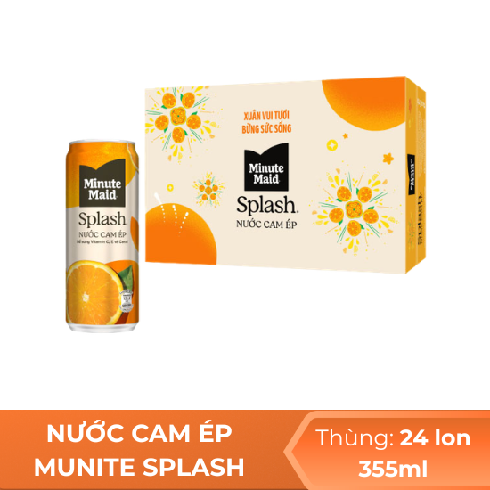 Nước cam ép munite splash 320ml - thùng 24 lon