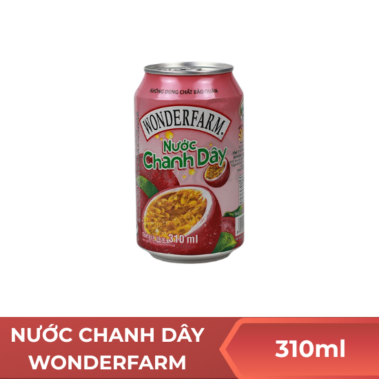 Nước chanh dây wonderfarm - lon 310ml