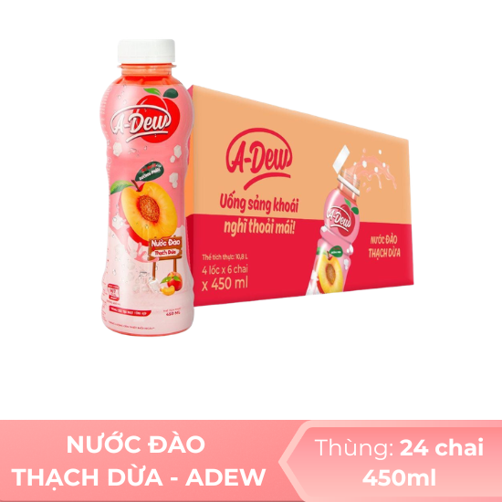 Nước đào thạch dừa  Adew 450ml - thùng 24 chai