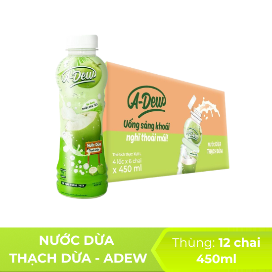 Nước dừa thạch dừa  Adew 450ml - thùng 24 chai