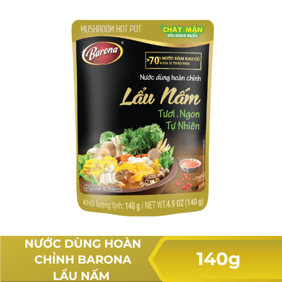 Nước dùng hoàn chỉnh Barona lẩu nấm - 140g