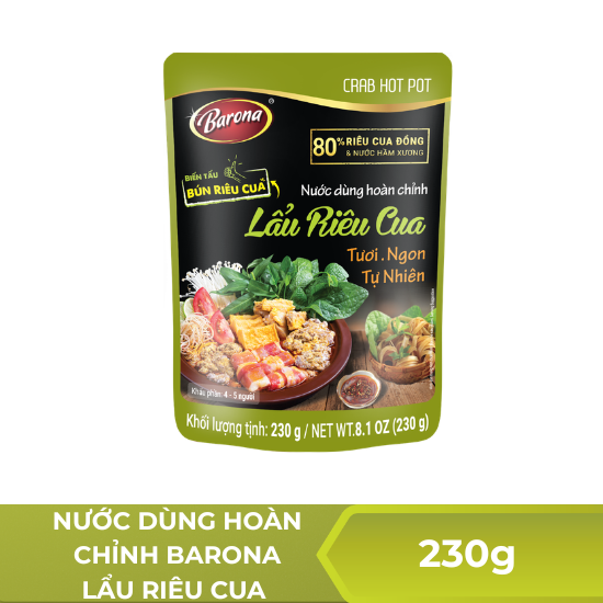 Nước dùng hoàn chỉnh Barona lẩu riêu cua - 230g