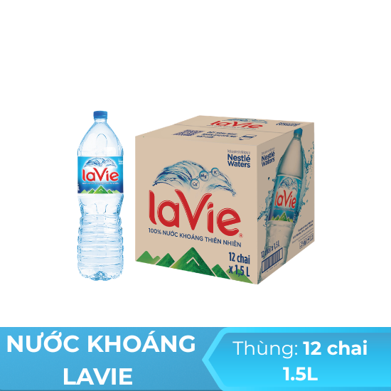 Nước khoáng lavie 1.5L - thùng 12 chai