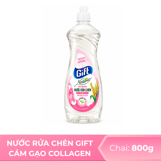 Nước rửa chén Gift cám gạo collagen - Chai 800ml