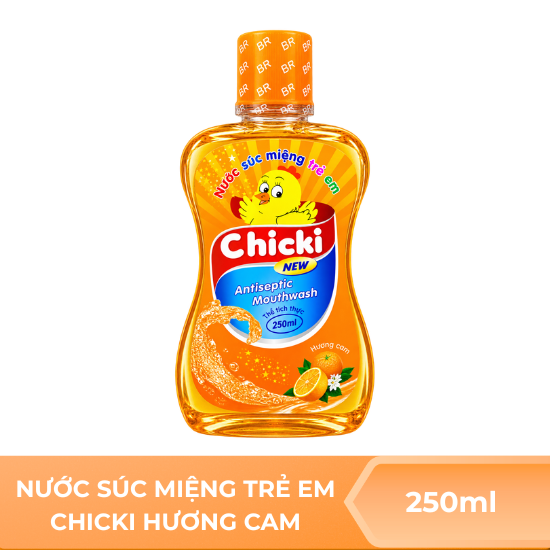 Nước súc miệng trẻ em Chicki hương cam - 250ml