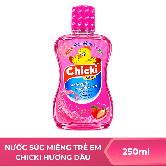 Nước súc miệng trẻ em Chicki hương dâu - 250ml