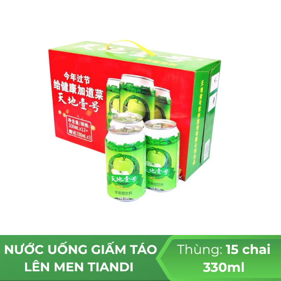 Nước uống giấm táo lên men TianDi 330ml - thùng 15 lon