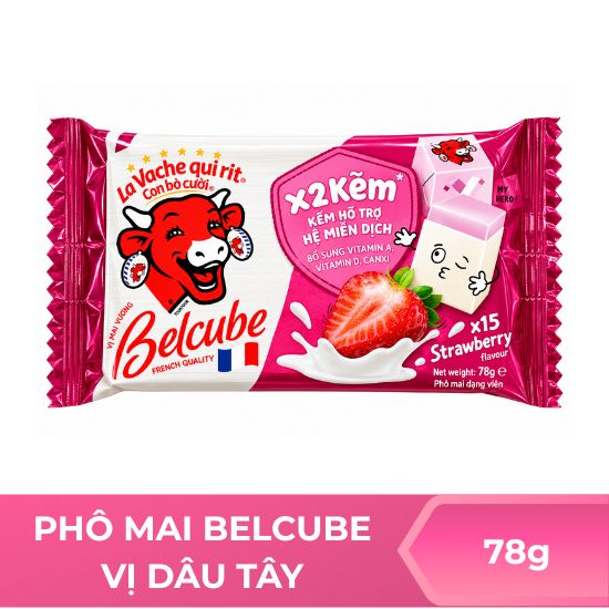 Phô mai Belcube vị dâu tây - 78g