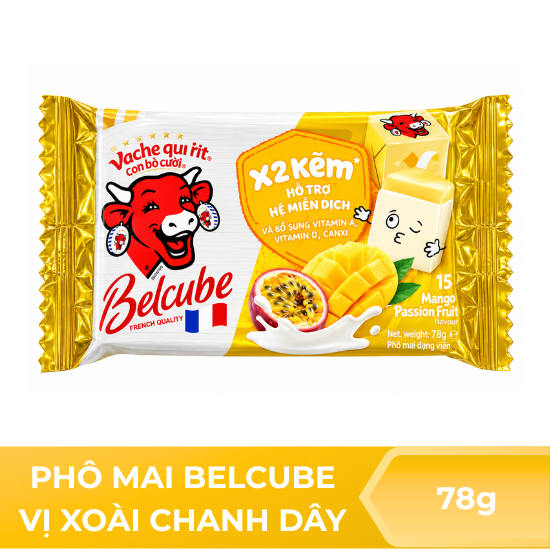 Phô mai Belcube vị Xoài chanh dây - 78g