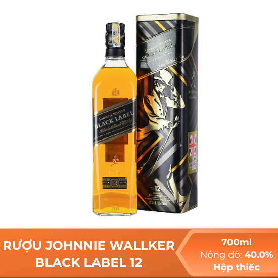 Rượu Johnnie Walker Black Label 12 hộp thiếc - 750ml