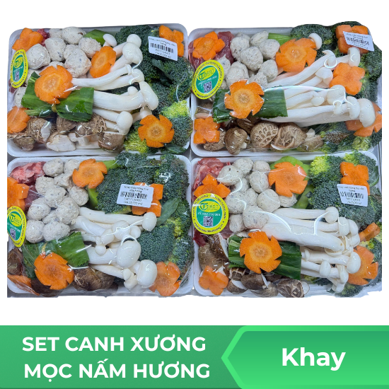 Set canh xương mọc nấm hương - khay