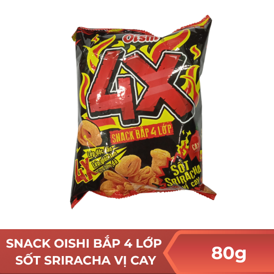 Snack Oishi bắp 4 lớp sốt sriracha vị cay - 80g