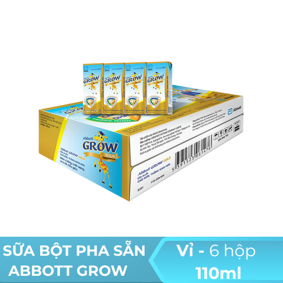 Sữa nước Abbott Grow vani hộp 110ml - vỉ 4 hộp