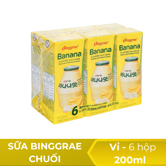 Sữa Binggrae chuối hộp 200ml - vỉ 6 hộp