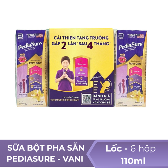 sữa bột pha sẵn pediasure vani  110ml - Vỉ 6 hộp 