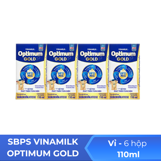 Sữa bột pha sẵn Vinamilk Optimum Gold hộp 110ml - vỉ 4 hộp