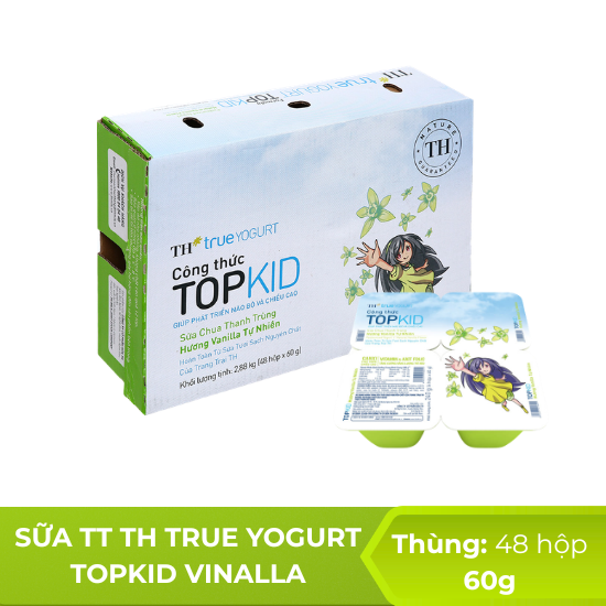Sữa Chua Thanh Trùng TH True Yogurt TOPKID Vinalla - Thùng 48 hộp