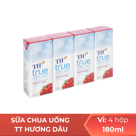 Sữa Chua uống Thanh Trùng hương dâu TH 180ml - Vỉ 4 hộp
