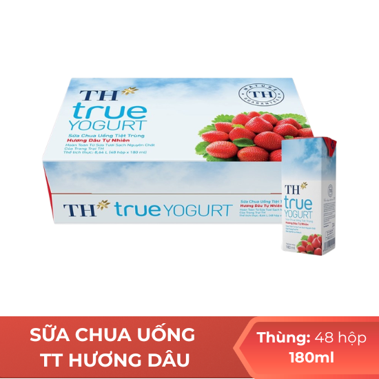 Sữa Chua uống  Thanh Trùng hương dâu TH 180ml - Thùng 48 hộp