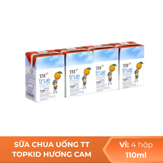 Sữa Chua uống Thanh Trùng topkid hương cam TH 110ml - Vỉ 4 hộp